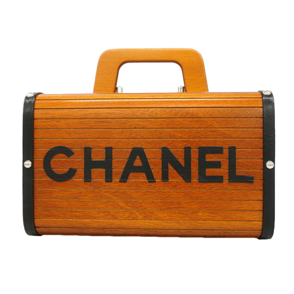 Chanel handbag, wood grain, brown, for women.